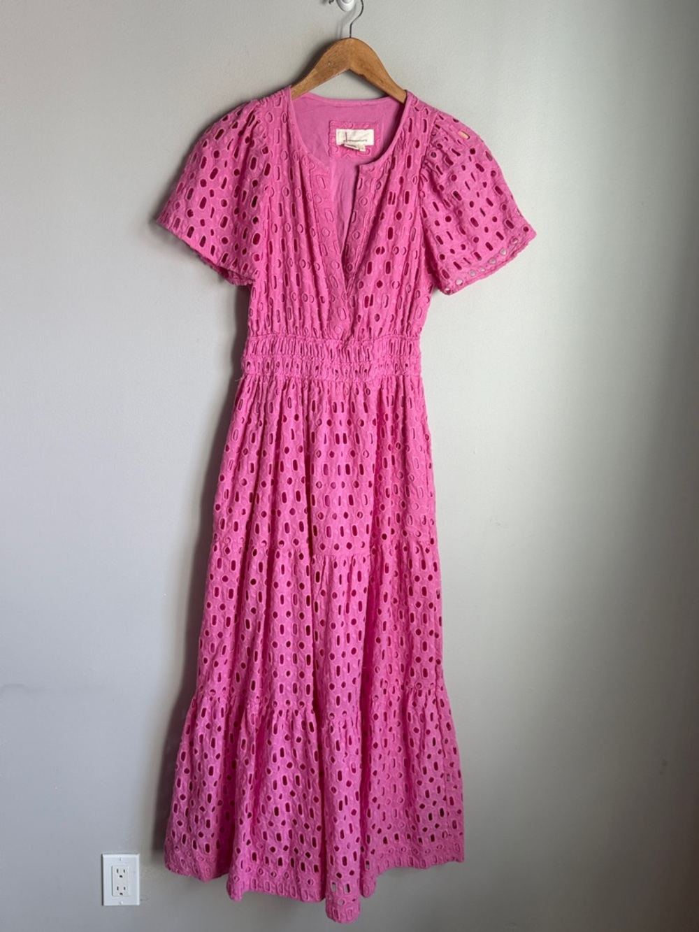 Anthropologie Somerset Maxi Dress Eyelet Edition PINK Large - Picture 2 of 12